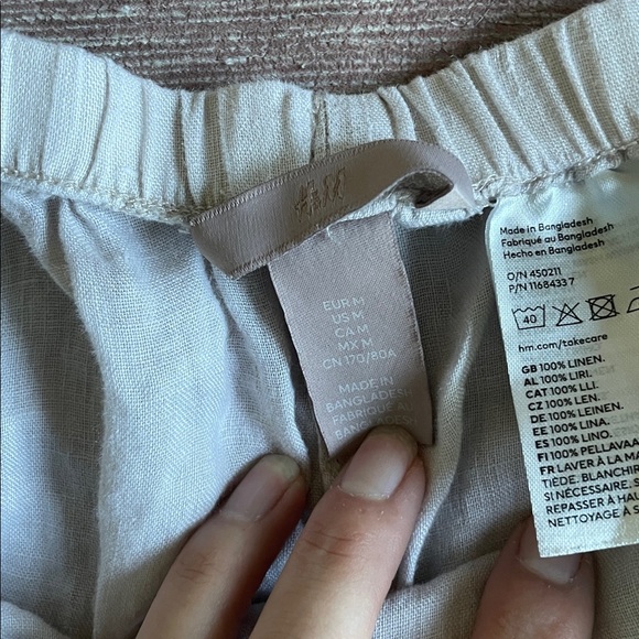 H&M %100 Linen Cream Lounge Casual Shorts - Picture 5 of 6